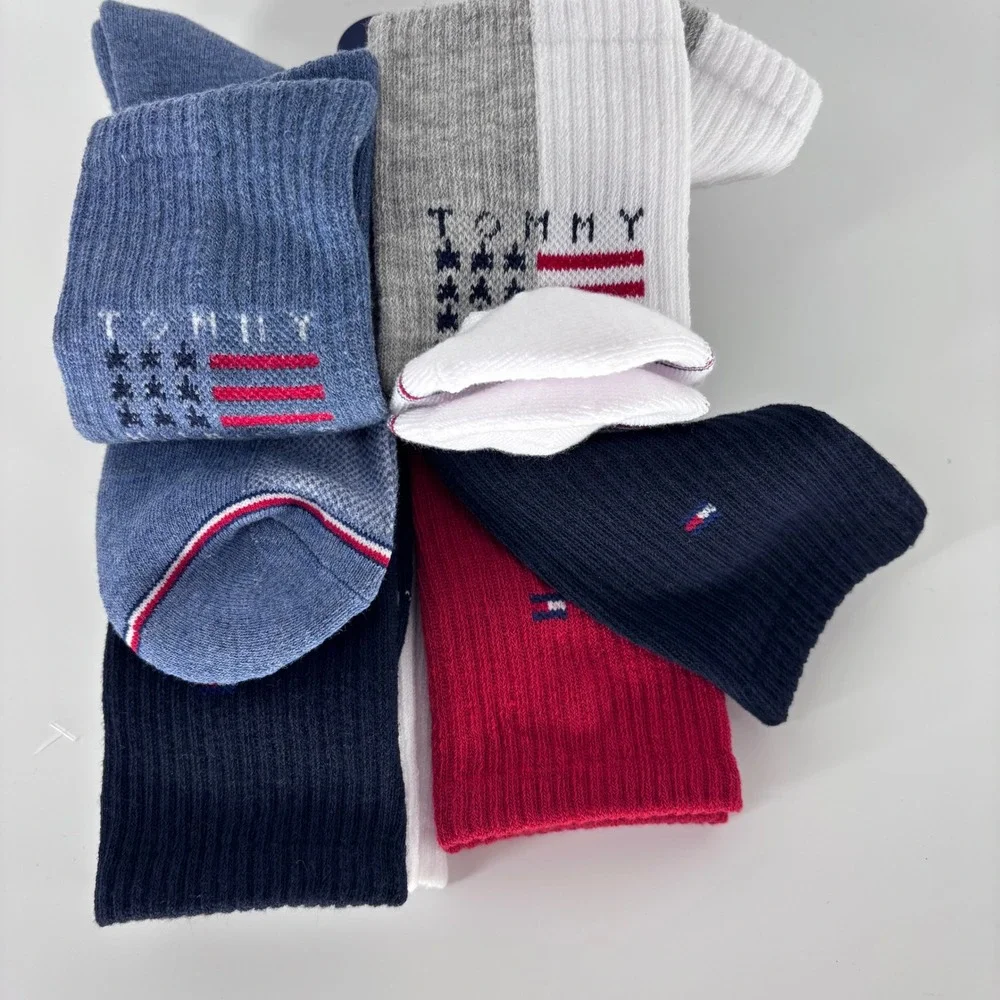 Tommy Hilfiger USA Cushion Crew Socks Mens One Size Assorted 5 Pair New NWT Logo